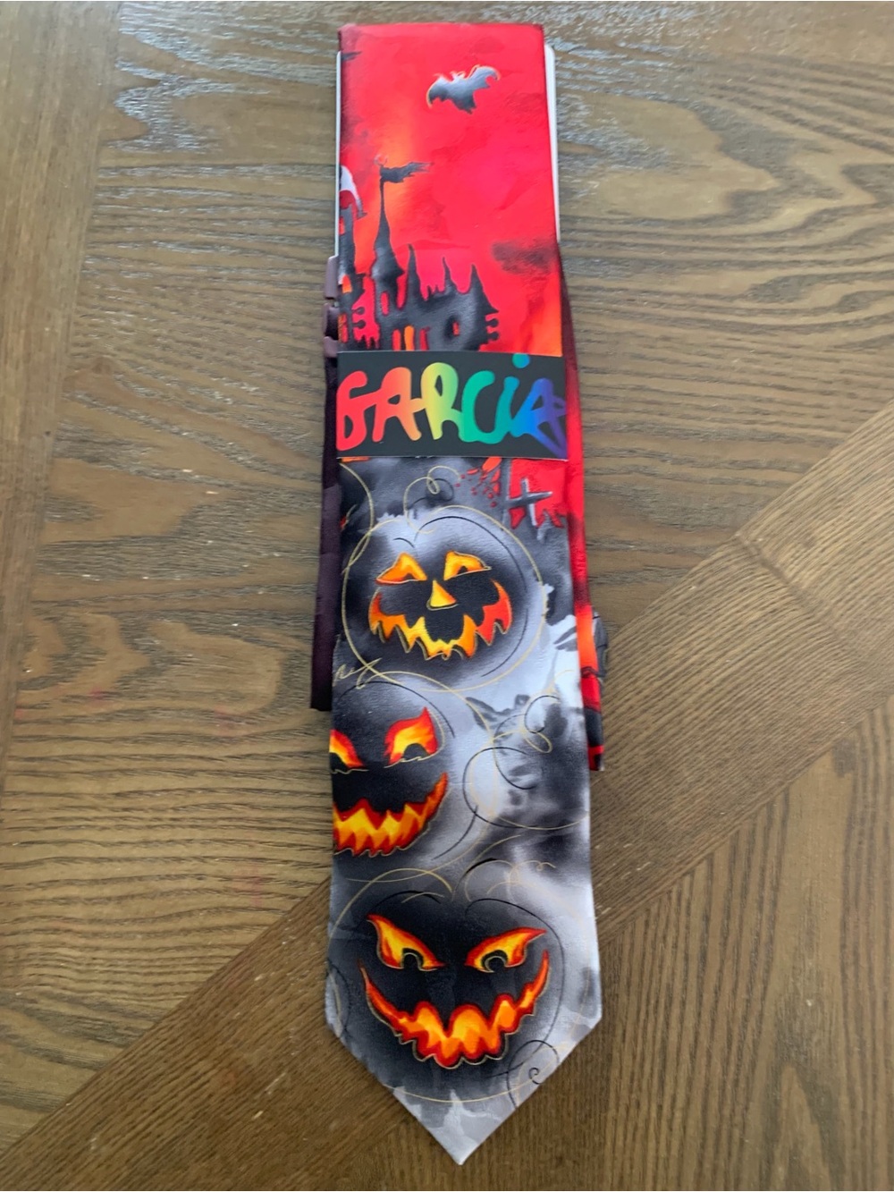 J. Garcia Red and Black Halloween Pumpkin Tie